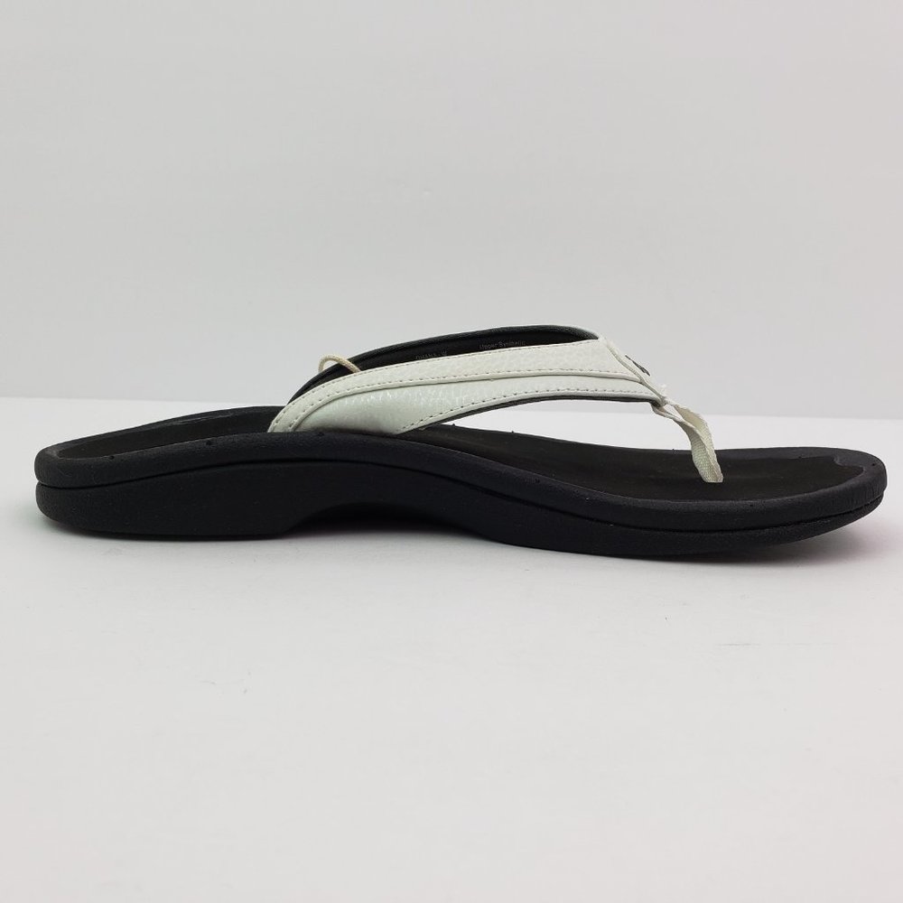 OluKai Women's White and Black Flip Flop Sandals - Picture 4 of 14